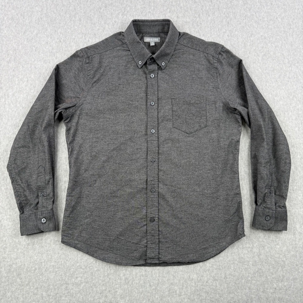 Ash & Erie Shirt Mens Medium Gray Slim Fit Button Down Long Sleeve Cotton Blend